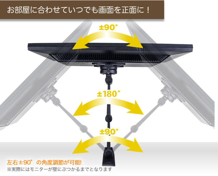 設置後に壁掛けテレビ金具による左右の角度調節が可能です。