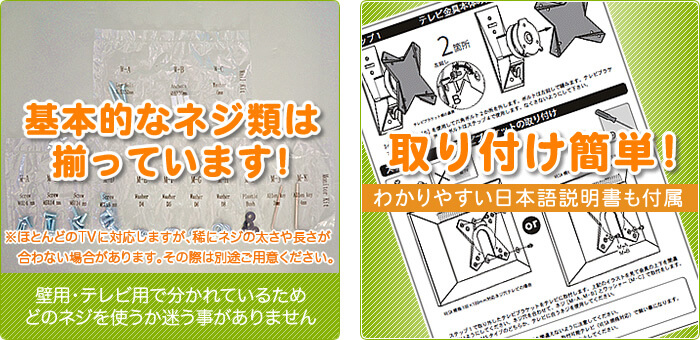 基本的なネジ類は揃っています
