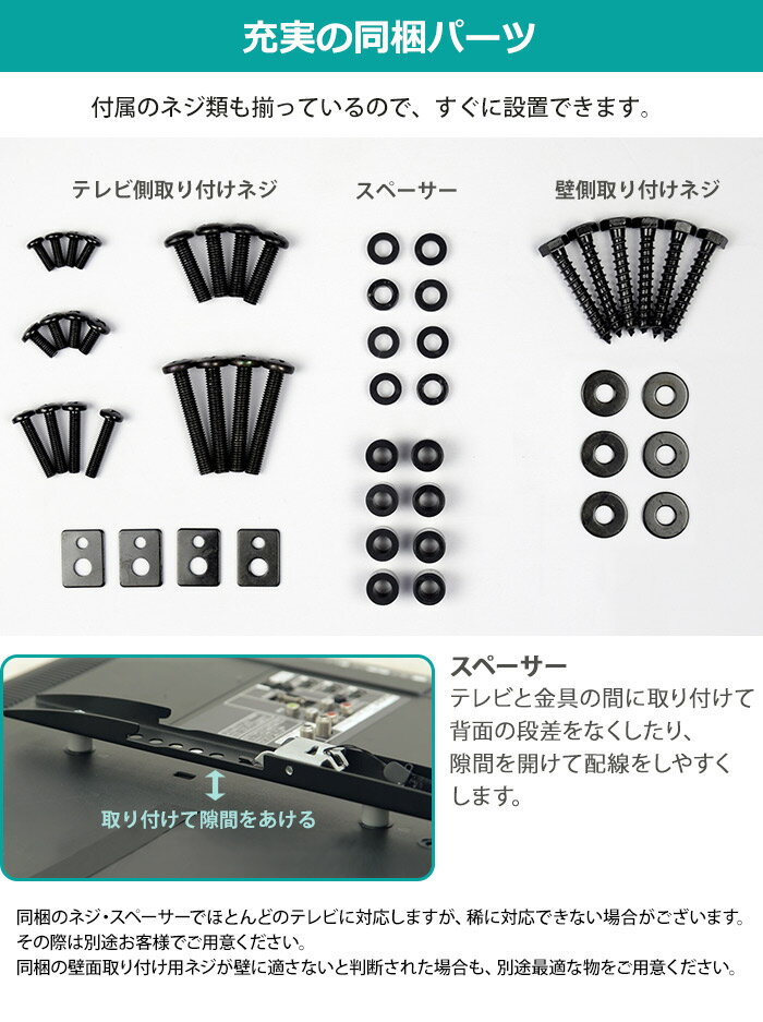 maxzenのテレビにピッタリあうネジが付属しています。