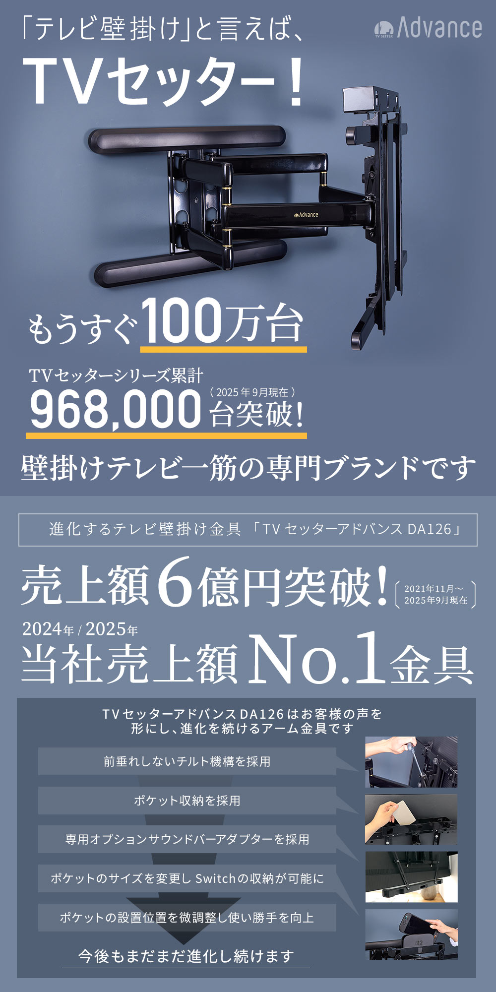 テレビ壁掛けと言えばTVセッター