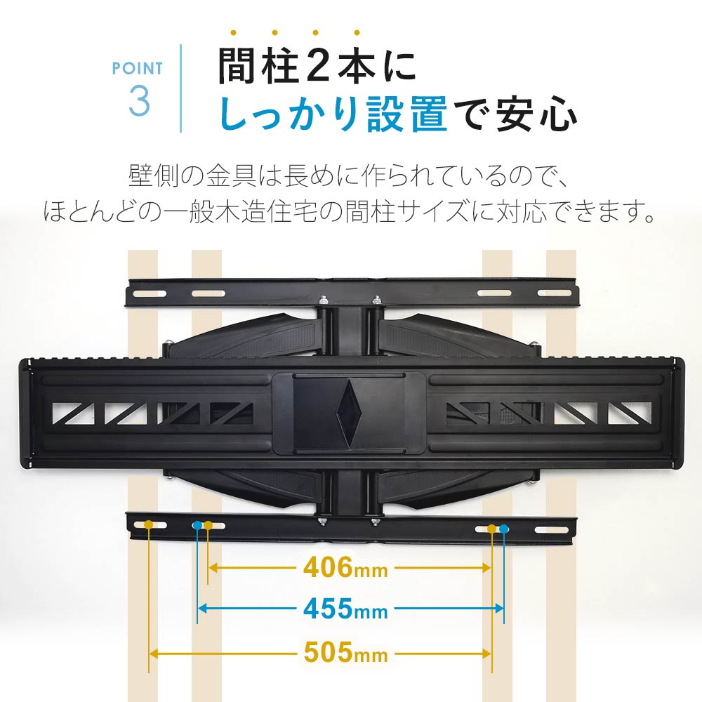 間柱2本にしっかり設置