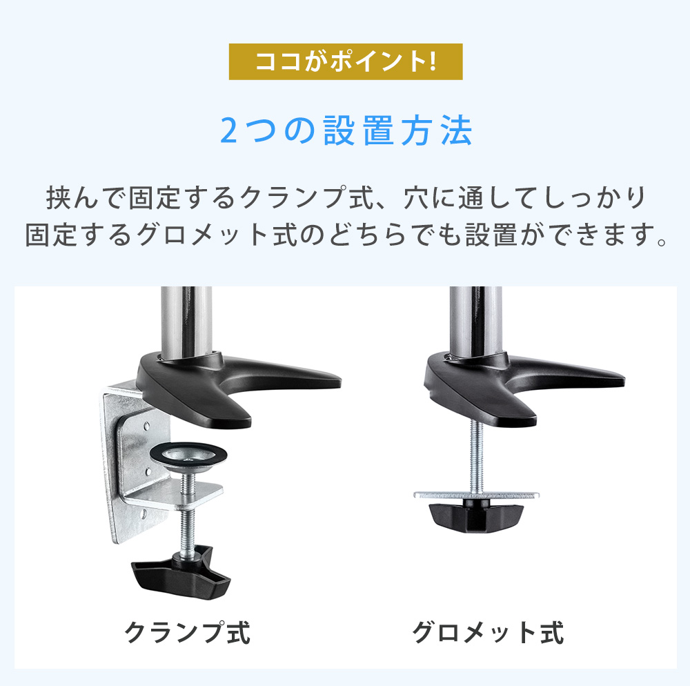 クランプ式・グロメット式に対応