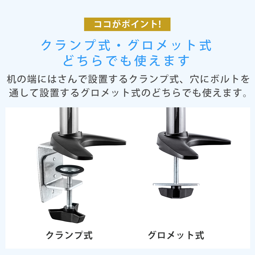 クランプ式・グロメット式に対応