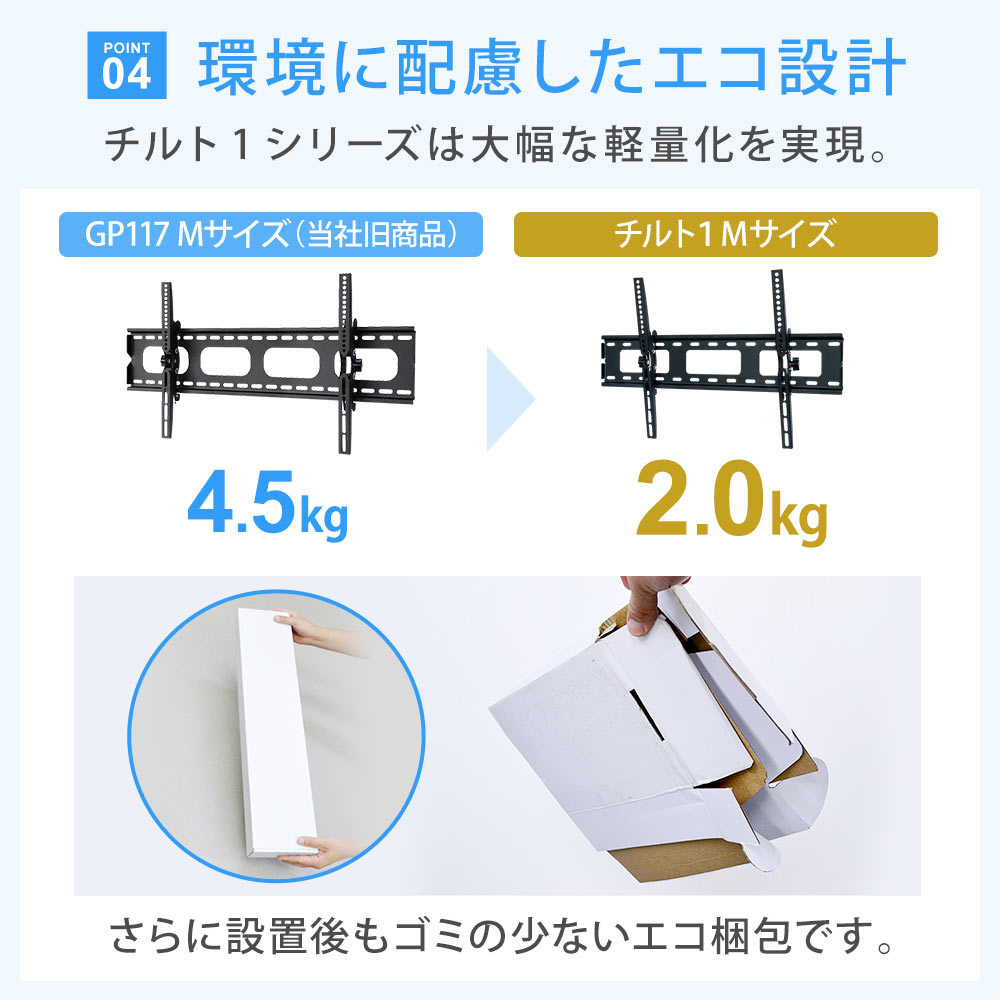 大幅な軽量化も、強度や機能はバッチリ。環境に配慮した設計です