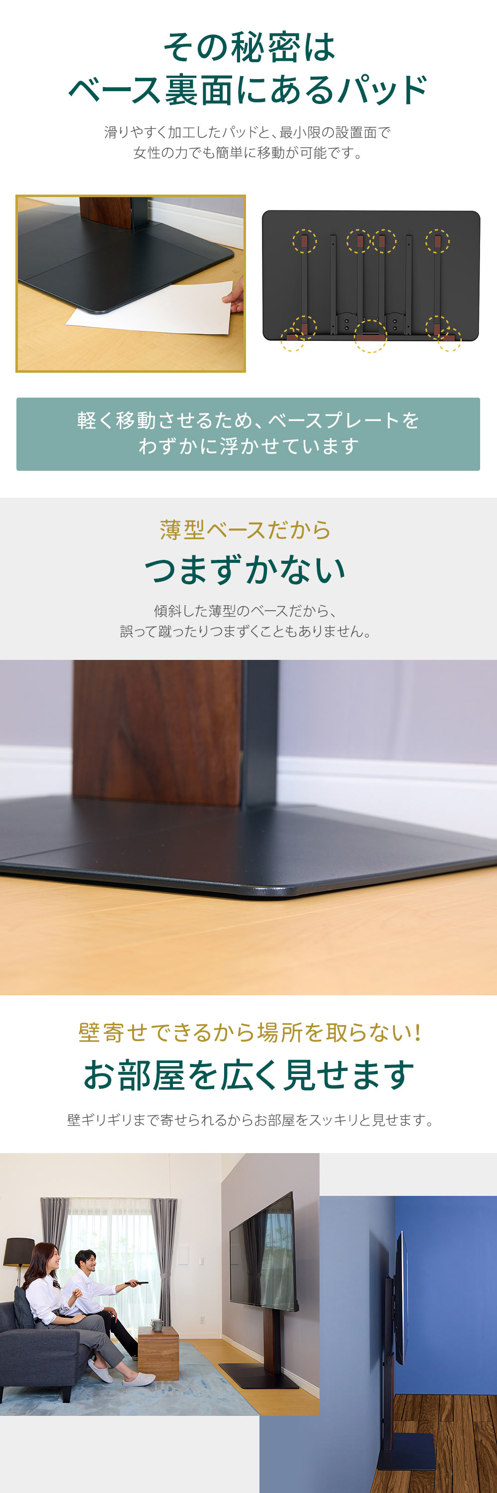 その秘密はベース裏側にあるパッド