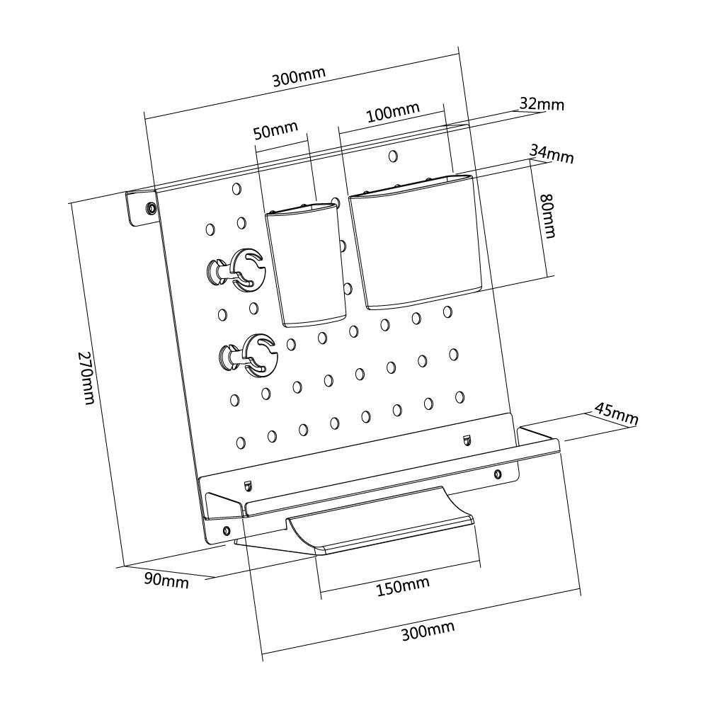 快適ワークの卓上オーガナイザーDS101の寸法図